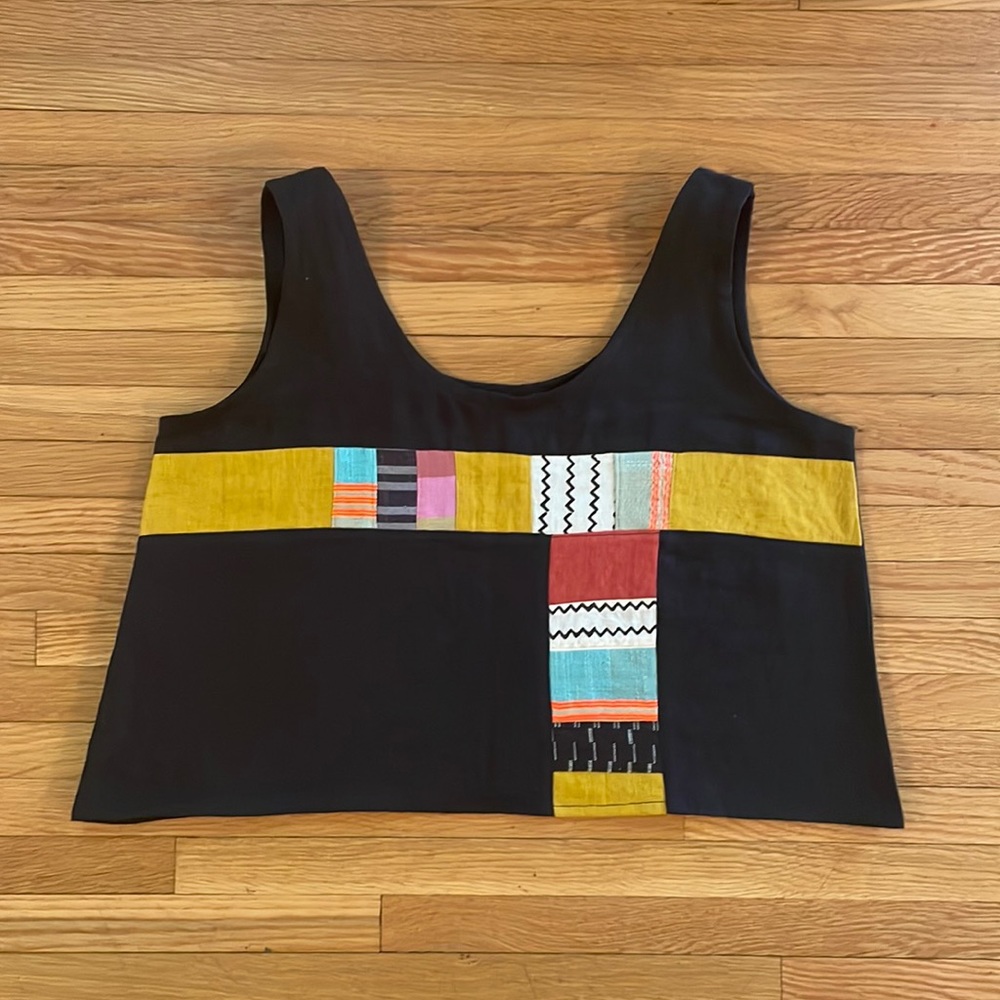 Handmade By Zoe Loomis Crop Tank with Ace & Jig textiles.  One of a kind!